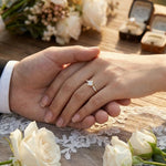 14K Gold Princess Cut Solitaire Ring – Dainty Accent Engagement Band - 4