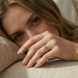 14K Gold Princess Cut Solitaire Ring – Dainty Accent Engagement Band - 5