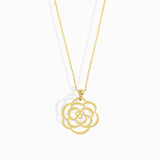 14K Gold Rose Flower Necklace – Dainty Real Gold Floral Pendant - 2
