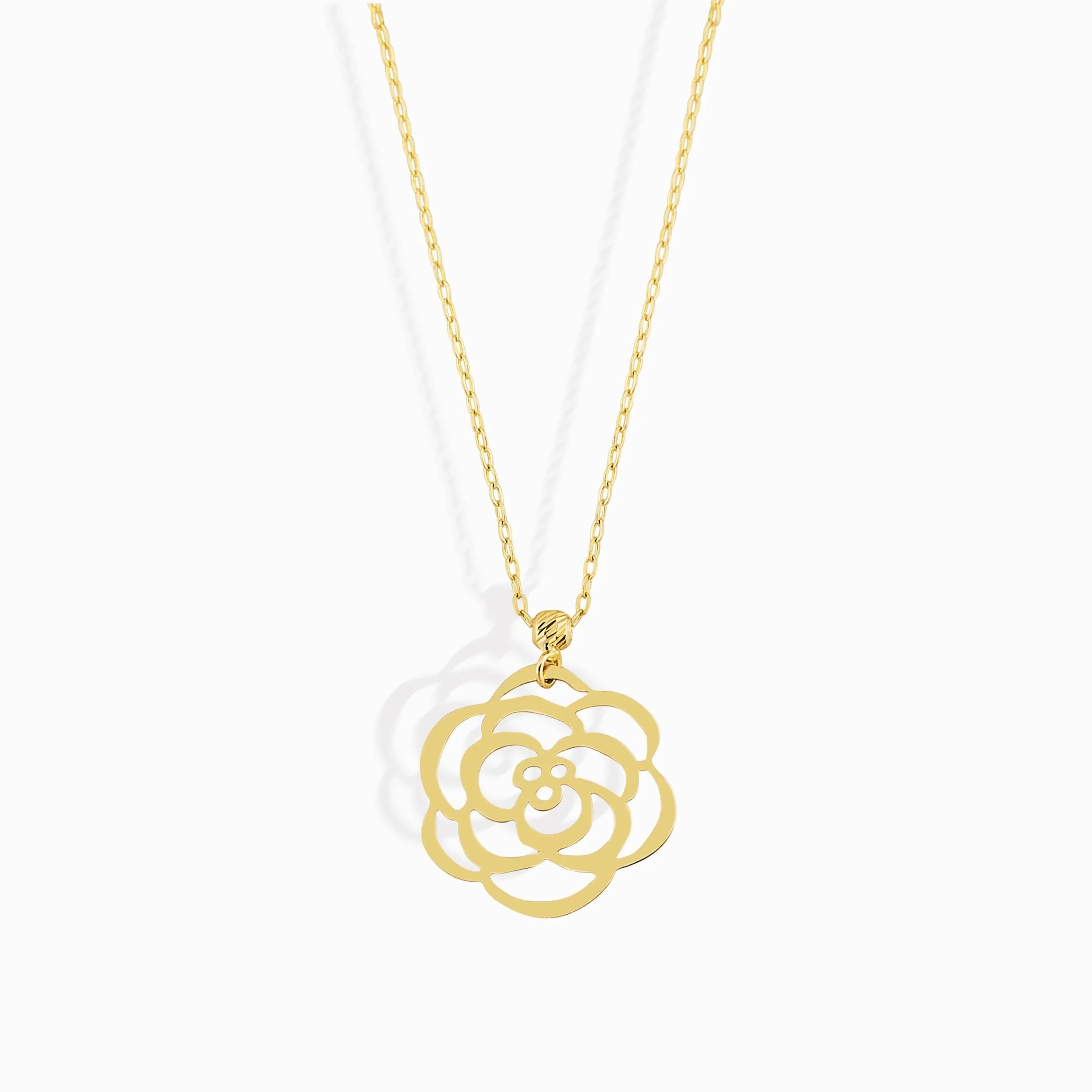 14K Gold Rose Flower Necklace – Dainty Real Gold Floral Pendant - 2