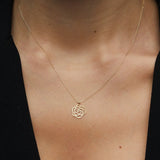 14K Gold Rose Flower Necklace – Dainty Real Gold Floral Pendant - 3