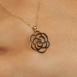 14K Gold Rose Flower Necklace – Dainty Real Gold Floral Pendant - 4