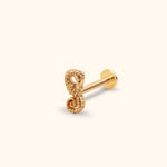 14k gold seahorse tragus earring cartilage stud front view