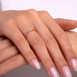 14K Gold Single Pearl Ring – Minimalist Dainty Stackable Band - 10
