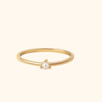 14K Gold Single Pearl Ring – Minimalist Dainty Stackable Band - 11