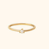 14K Gold Single Pearl Ring – Minimalist Dainty Stackable Band - 11