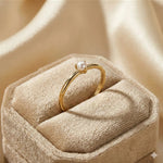 14K Gold Single Pearl Ring – Minimalist Dainty Stackable Band - 2