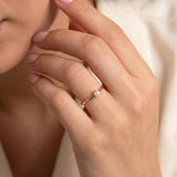 14K Gold Single Pearl Ring – Minimalist Dainty Stackable Band - 3