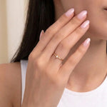14K Gold Single Pearl Ring – Minimalist Dainty Stackable Band - 4