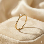 14K Gold Single Pearl Ring – Minimalist Dainty Stackable Band - 7