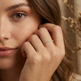 14K (585) Gold dünner Pavé Eternity/Memoire-Ring – Zarter Stapelring | BRK2