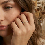 14K (585) Gold dünner Pavé Eternity/Memoire-Ring – Zarter Stapelring | BRK2