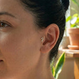 14K Gold Tragus Cartilage Stud –  Pear Baguette & Round - 46