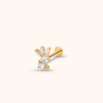 14K Gold Tragus Cartilage Stud –  Pear Baguette & Round - 50
