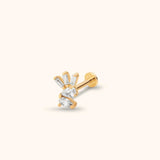 14K Gold Tragus Cartilage Stud –  Pear Baguette & Round - 50