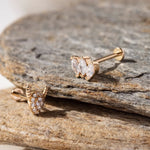 14K Gold Triple Leaf-Cut Flat Back Piercing - 8