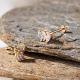 14K Gold Triple Leaf-Cut Flat Back Piercing - 8