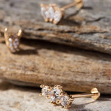 14K Gold Triple Leaf-Cut Flat Back Piercing - 9