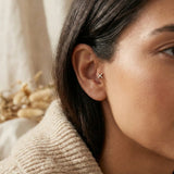14K Gold Pavé X Cartilage Stud – Flat Back Labret - 1