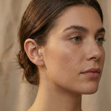 14K Solid Gold Double Crystal Tragus Stud – Minimalist Piercing Earring - 19