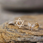 14K Solid Gold Star of David Tragus Stud – Cartilage Jewelry - 11