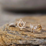 14K Solid Gold Star of David Tragus Stud – Cartilage Jewelry - 11