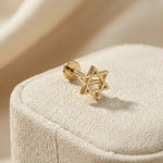 14K Solid Gold Star of David Tragus Stud – Cartilage Jewelry - 1