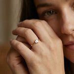 14K Yellow Gold Baguette Minimalist Stackable Ring - Promise Band - 11