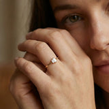 14K Yellow Gold Baguette Minimalist Stackable Ring - Promise Band - 11