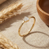 14K Yellow Gold Baguette Minimalist Stackable Ring - Promise Band - 14
