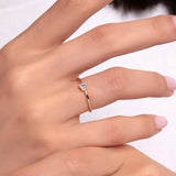 14K Yellow Gold Baguette Minimalist Stackable Ring - Promise Band - 3