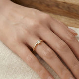 14K Yellow Gold Baguette Minimalist Stackable Ring - Promise Band - 7