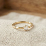 14K Yellow Gold Baguette Minimalist Stackable Ring - Promise Band - 8