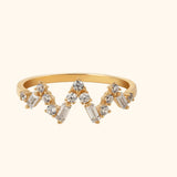14K Yellow Gold Zigzag Baguette & Round Open Band Ring - 11