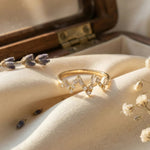 14K Yellow Gold Zigzag Baguette & Round Open Band Ring - 7