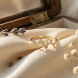 14K Yellow Gold Zigzag Baguette & Round Open Band Ring - 7