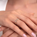 14K Yellow Gold Zigzag Baguette & Round Open Band Ring - 9
