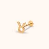 14k gold Taurus zodiac cartilage stud flat back labret
