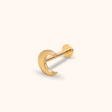 14K Solid Gold Crescent Moon Tragus Earring – Celestial Cartilage Piercing Jewelry
