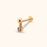 14k gold dangle tragus earring minimalist cartilage piercing stud front view