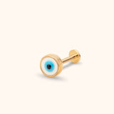 14k gold evil eye tragus earring enamel cartilage stud front view