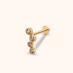 14k gold four-stone bezel cartilage stud flat back labret