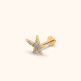 14k gold pavé star tragus earring with zircon stones
