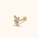 14k gold vertical marquise trio cartilage stud with flat-back labret