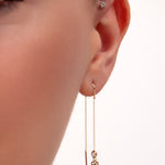 delicate gold flower threader earring with crystal

