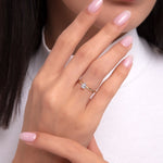 Close-up of a classic solitaire gold ring with brilliant-cut center stone worn on hand – elegant engagement style