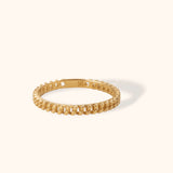 14K gold Cuban link chain ring with polished finish, minimalist chain-style gold band for stacking or solo wear