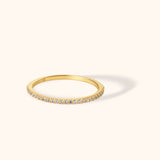 14K gold thin pavé diamond band ring with delicate sparkle