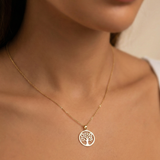 14K Gold Tree of Life Necklace – Symbolic Circle Pendant for Spiritual Energy