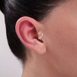 Gold Angel Wing Star Stud Earring with Pavé Stones – Celestial style cartilage or upper lobe piercing